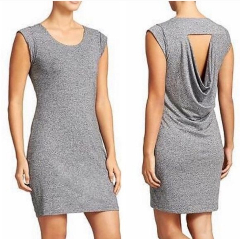 Athleta Charisma Gray Keyhole Drape Open Back Dress